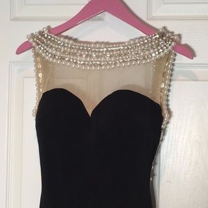 Alyce Paris Pearl/Rhinestone Trimmed Formal Dress